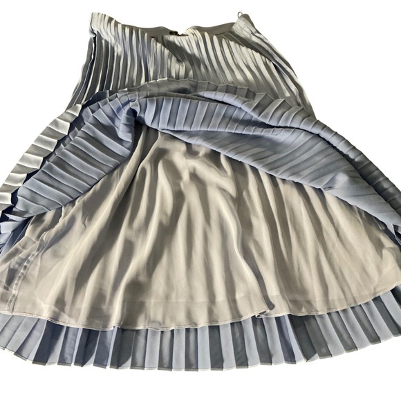 J.Crew Metallic Pleated Midi Skirt Light Blue BN757 XL NWT - Picture 3 of 4